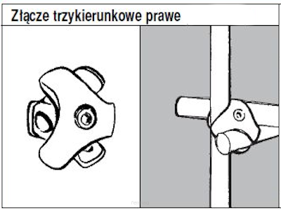 System TRIS 25 Złącze trzykierunkowe TR502 Prawe